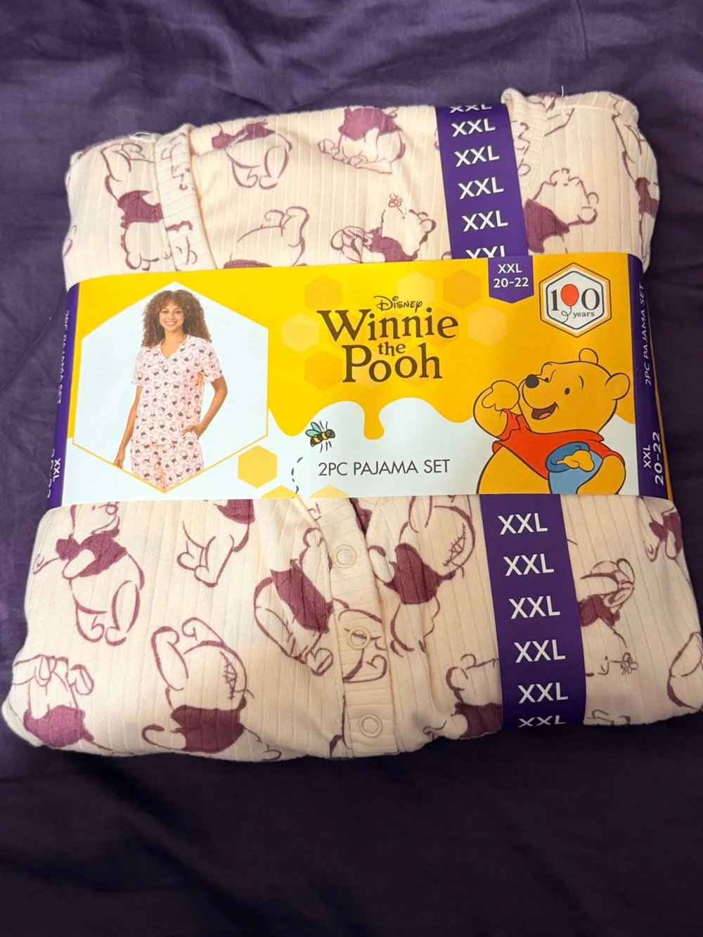 Disney Winnie the Pooh 2PC Pajama Set Pink XXL 20–22 NWT 🐻🍯